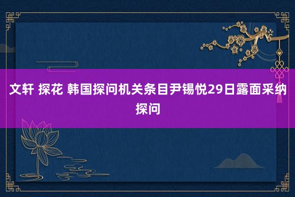 文轩 探花 韩国探问机关条目尹锡悦29日露面采纳探问