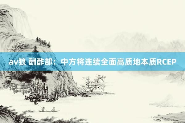 av狼 酬酢部：中方将连续全面高质地本质RCEP